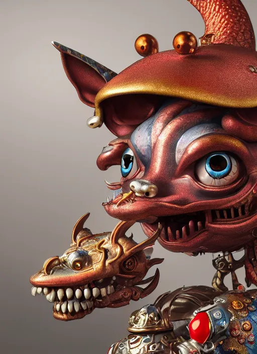 Prompt: highly detailed closeup portrait of a tin toy fairytale dragon, unreal engine, nicoletta ceccoli, mark ryden, earl norem, lostfish, hyung tae, frank frazetta, global illumination, detailed and intricate environment