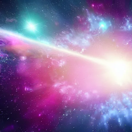 Prompt: giant judge scale floating in space with pink-light blueish galaxy behind it, 4k detailed, digital art