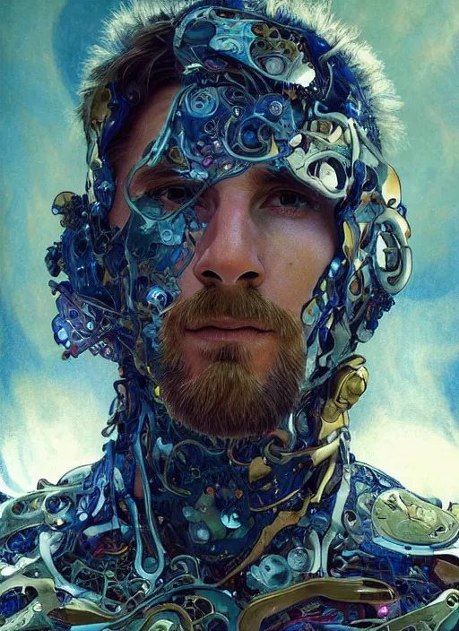 Image similar to lionel messi as a organic cyborg, diffuse lighting, fantasy, intricate, elegant, highly detailed, lifelike, photorealistic, digital painting, artstation, illustration, concept art, smooth, sharp focus, art by john collier and albert aublet and krenz cushart and artem demura and alphonse mucha