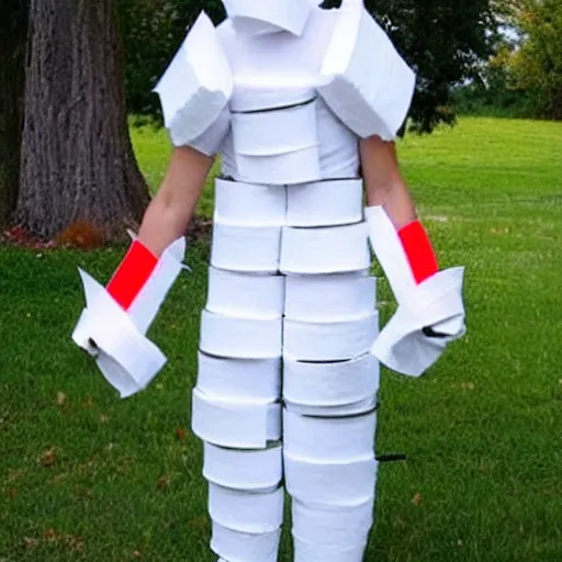 Image similar to creative costume made with toilet paper