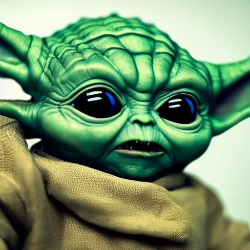 Prompt: Scary baby Yoda, 8k, highly detailed, horror.