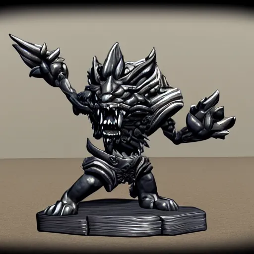 Image similar to fenrir stylized stl fantasy miniature, 3 d render, activision blizzard style, hearthstone style