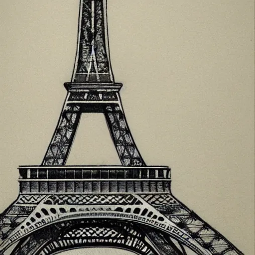 Image similar to reject design for the eiffel tower, old architect drawing