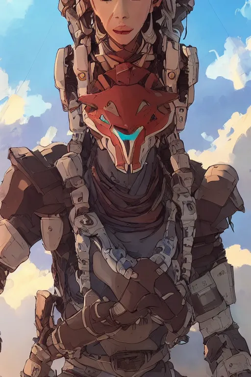 Image similar to combination suit armor aloy horizon forbidden west horizon zero dawn robot ninja mask helmet backpack tribal, art gta 5 comics, official fanart behance hd artstation by jesper ejsing, by rhads, makoto shinkai and lois van baarle, ilya kuvshinov, ossdraws radiating a glowing aura cgi rtx 2 0 2 2