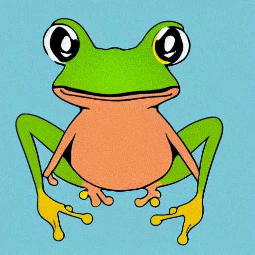 Image similar to a frog jumping, flat illustration