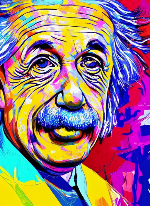 Image similar to portrait of albert einstein, vivid, intricate, highly detailed, smooth, digital illustration by francoise nielly