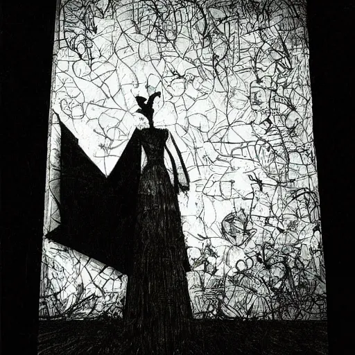 Image similar to The horror in the shadows is my love, impressionism, burnt paper, sharp contrast by Dave McKean and Lucien Clergue