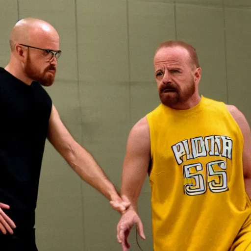 Image similar to Jesse Pinkman and Walter White play basketball together