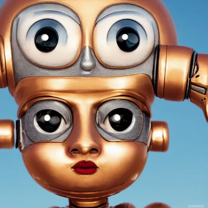 Image similar to closeup portrait of tin toy robot bikini girl trap, depth of field, zeiss lens, detailed, symmetrical, centered, fashion photoshoot, by nicoletta ceccoli, mark ryden, lostfish, breathtaking, 8 k resolution, extremely detailed, beautiful, establishing shot, artistic, hyperrealistic, octane render