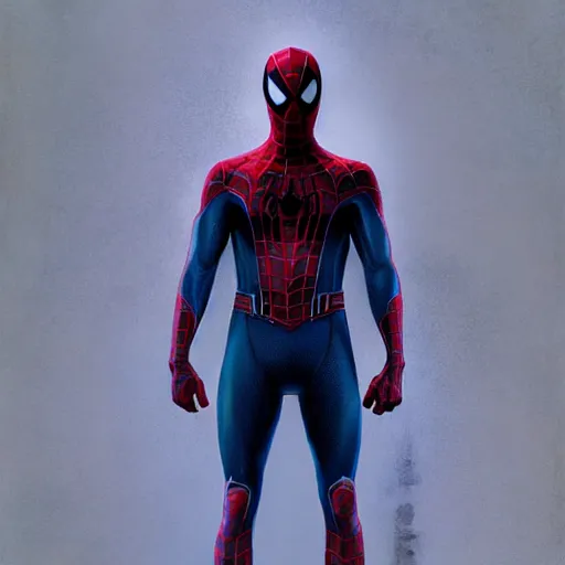 Image similar to ryan reynolds as spider - man, wearing a black and blue suit, cinematic, volumetric lighting, f 8 aperture, cinematic eastman 5 3 8 4 film, photorealistic by greg rutkowski, by stanley artgerm, by alphonse mucha