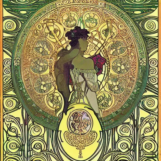 Prompt: a detailed abstract pattern, by alphonse mucha e rodolphe bresdin, digital art, art nouveau, very detailed