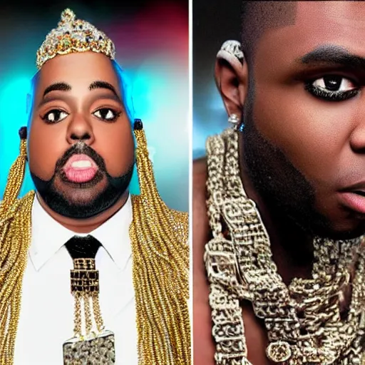 Image similar to realistic photograph of bling bling boy, bling bling boy in real life, 4k