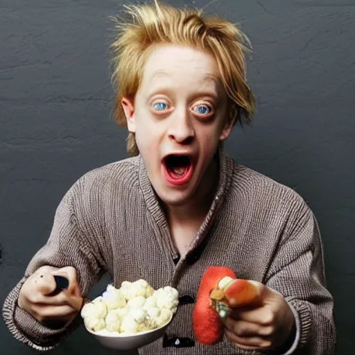 Prompt: macaulay culkin made of cauliflower