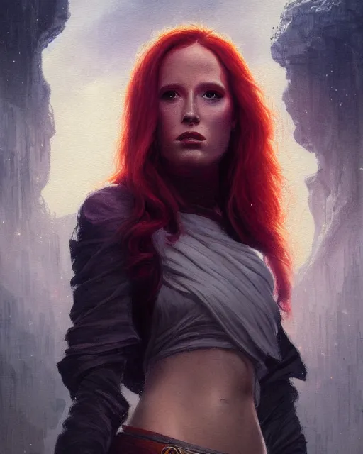 Image similar to detailed painting of mara jade, science fiction, intricate, deep focus, ethereal, greg rutkowski, magali villeneuve and monet