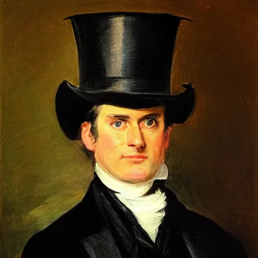 Prompt: Portrait, Malcolm Turnbull!! the Australian prime minister!!!, Malcolm Turnbull!! wearing a top hat, by John Constable