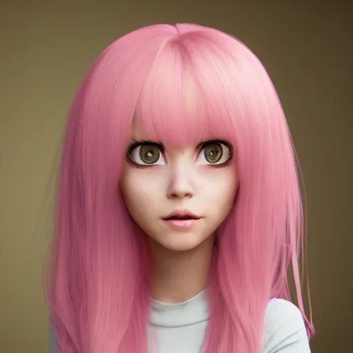 Prompt: A portrait of Nikki from Shining Nikki and Love, a cute 3d cgi toon young woman with long light pink hair, full bangs, hazel eyes, full face, light makeup, pale skin, Chinese, medium shot, mid-shot, soft focus, 4k, trending on artstation, as a Pixar character
