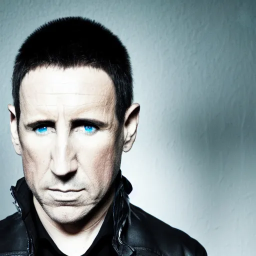 Image similar to Trent Reznor as a cyborg with snake hair