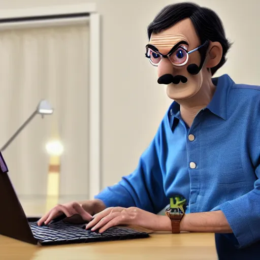 Image similar to waluigi using the computer, hd
