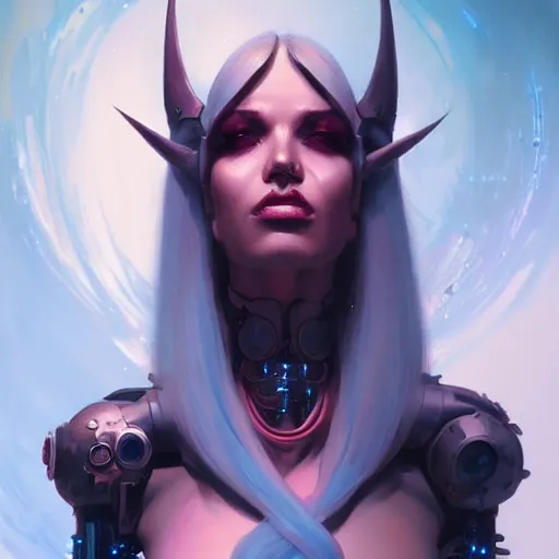 Image similar to a portrait of a nubile cybernetic duchess of hell, cyberpunk concept art by pete mohrbacher and greg rutkowski and wlop and artgerm and josan gonzales, trending on artstation, deviantart, pinterest, unreal engine 5, highly detailed, intricate, sharp focus, digital art, 4 k uhd image