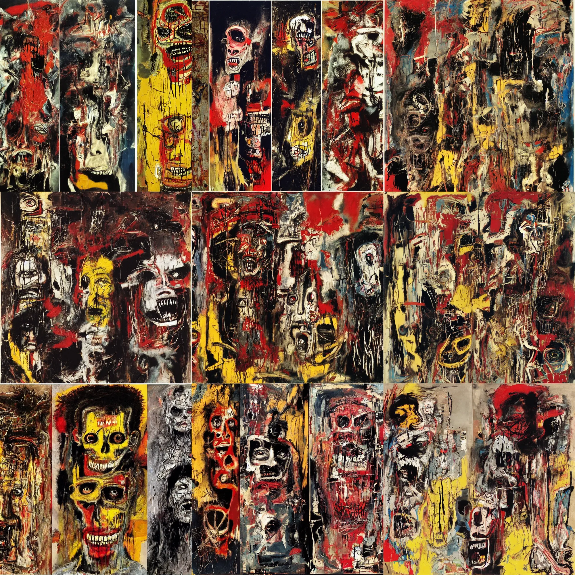 Image similar to a terrifying horrifying excruciating evil hell, by herman brood, by francis bacon, by jean - michel basquiat, by gustave moreau