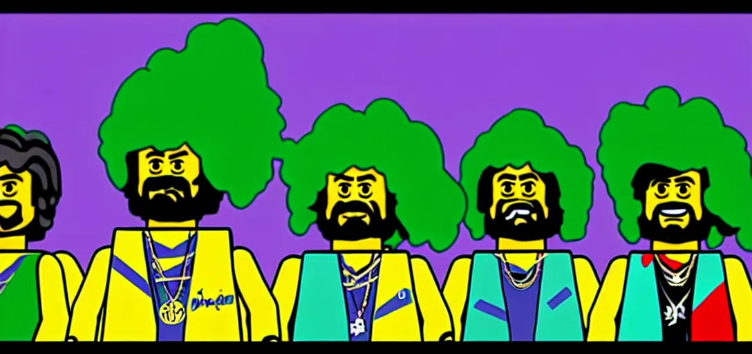 Image similar to lego snoop dogg and wizz khalifa surrounded by bunches of broccoli dean, roger digital art style