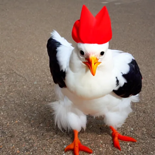 Image similar to photography cute chicken dressed as an inmate