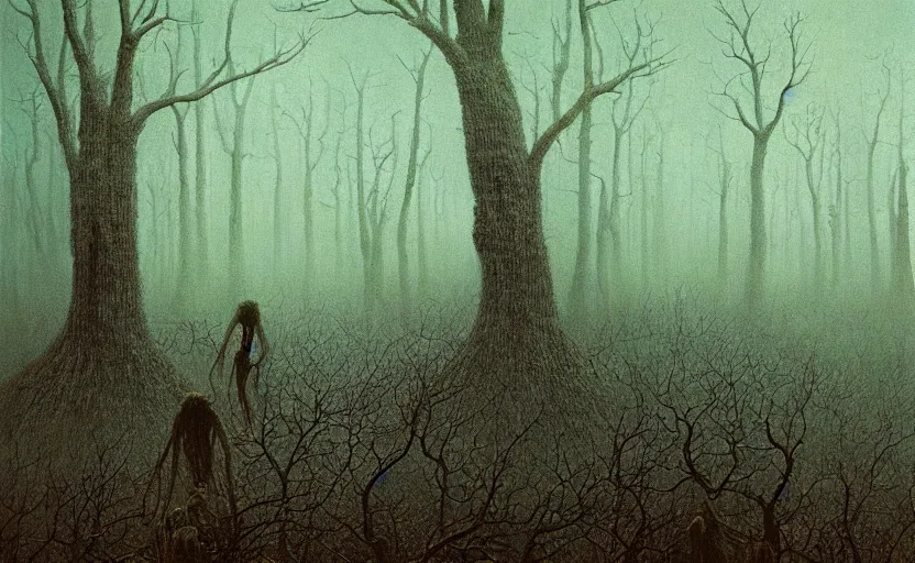 Image similar to Forest of damned souls by Beksinski, 4k, masterpiece