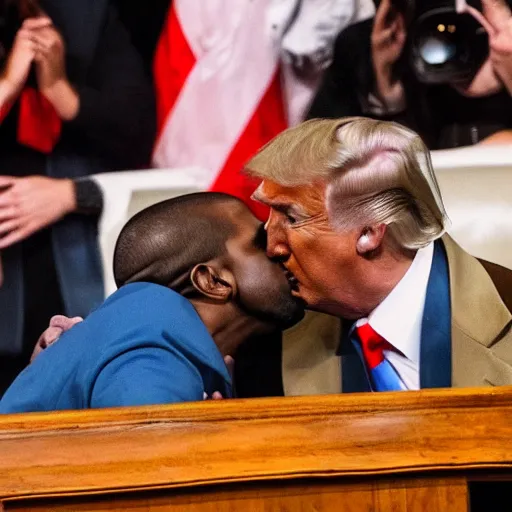 Image similar to kanye west kissing donald trump