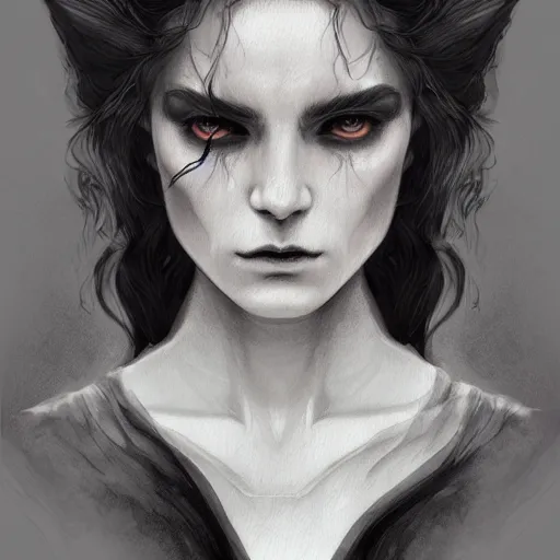 Image similar to a vampire priest character portrait, lean face, cinematic lighting, glowing grey eyes, hyper-detailed, 4k, high resolution, in the style of Charlie Bowater, Tom Bagshaw, single face, symmetrical, headshot photograph, insanely detailed and intricate, beautiful, elegant, watercolor, cinematic, portrait, Raphaelite, headroom, Pierre-Auguste Renoir