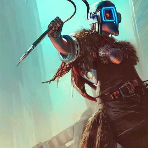 Image similar to cyberpunk viking helmet mask warrior goddess robot ninja fantasy, art gta 5 cover, official fanart behance hd artstation by jesper ejsing, by rhads, makoto shinkai and lois van baarle, ilya kuvshinov, ossdraws