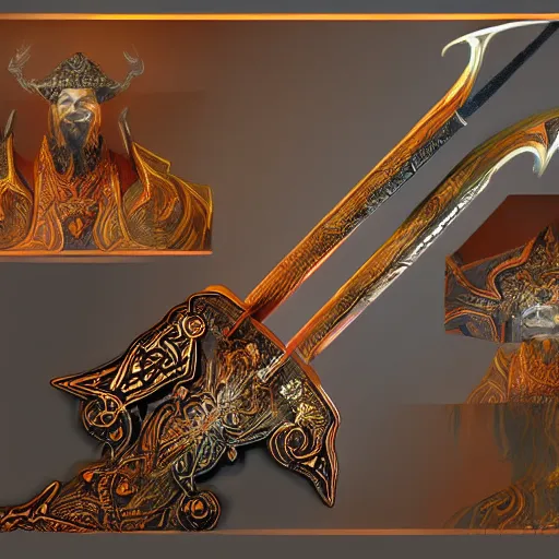 Image similar to magical sword, artefact, no people, xianxia, trending on artstation