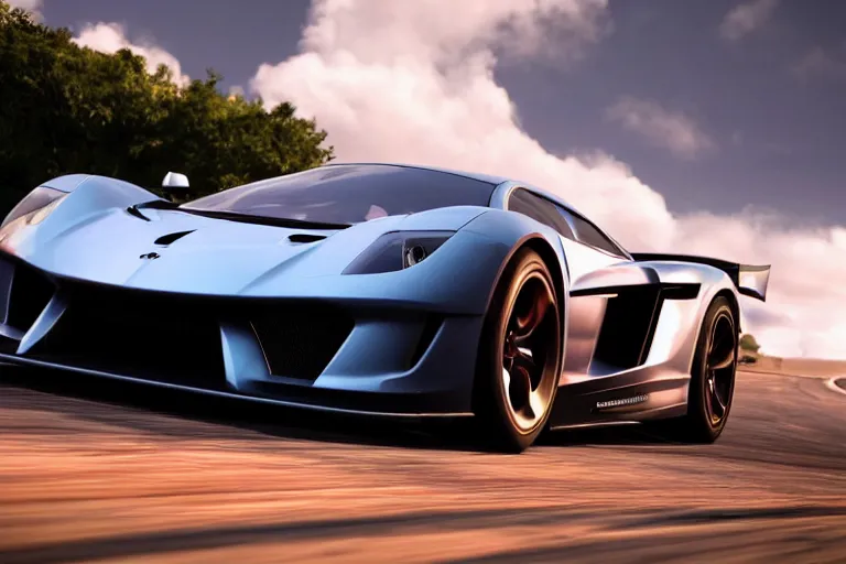 Image similar to photo wallpaper sport car gran turismo 7 forza horizon need for speed fast and furious 5 unreal engine supercar hypercar game concept car octane render, 4 khd 2 0 2 2 3 d cgi rtx style chrome reflexion global illumination ray tracing hdr arstation pixar and disney unreal