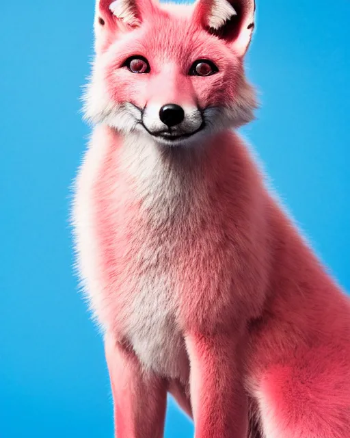 Image similar to pink shaved fox, portrait, blue background, 8 k, 8 5 mm f 1. 8