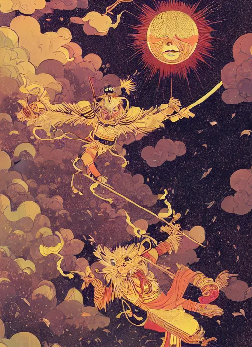 Image similar to sun wukong makes a havoc in the heavenly palace by victo ngai