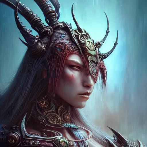 Image similar to a highly detailed Long shot photo of chthonic warcraft Draka female character by Ayami Kojima, Beksinski, Giger,intricate, digital painting, artstation, intricate, concept art, smooth, sharp focus, illustration