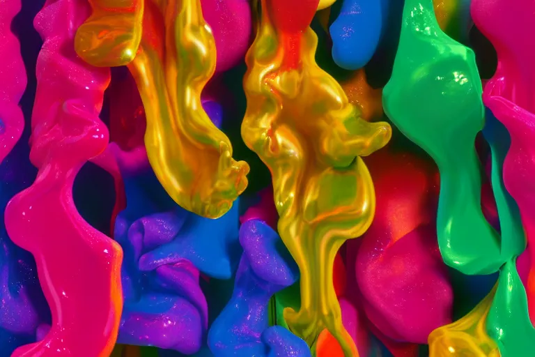 Prompt: Colourful odors by Lynda Benglis, octane render, transparent, 4k, 8k