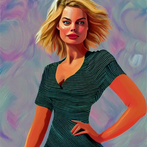 Image similar to Margot robbie, Illustration, Acrylic Paint, 4k, amazing digital art