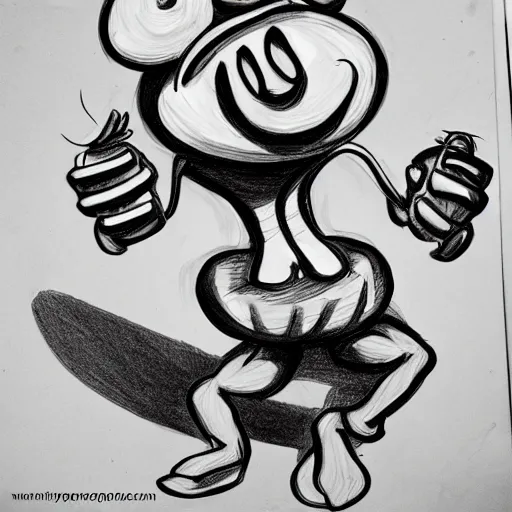 Image similar to concept art of a tomato character with arms and legs, cartoon style, disney style, black and white, pencil drawing, detailed
