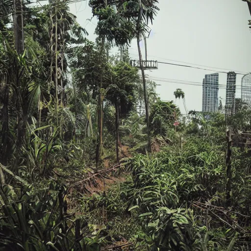 Image similar to post apocalyptic city of lagos with forests and overgrown vegetation photography