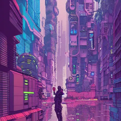 Image similar to cyberpunk city art by Josan Gonzalez, sci-fi, highly detailed, digital painting, artstation, smooth, sharp focus, illustration, concept art by Josan Gonzalez and James Gurney and Mœbius