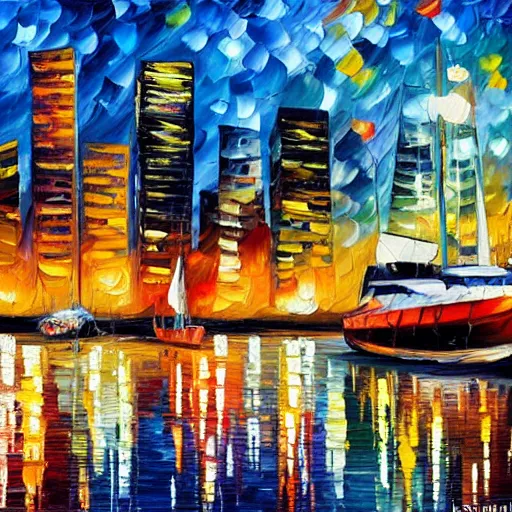 Image similar to oil painting of seattle by leonid afremov