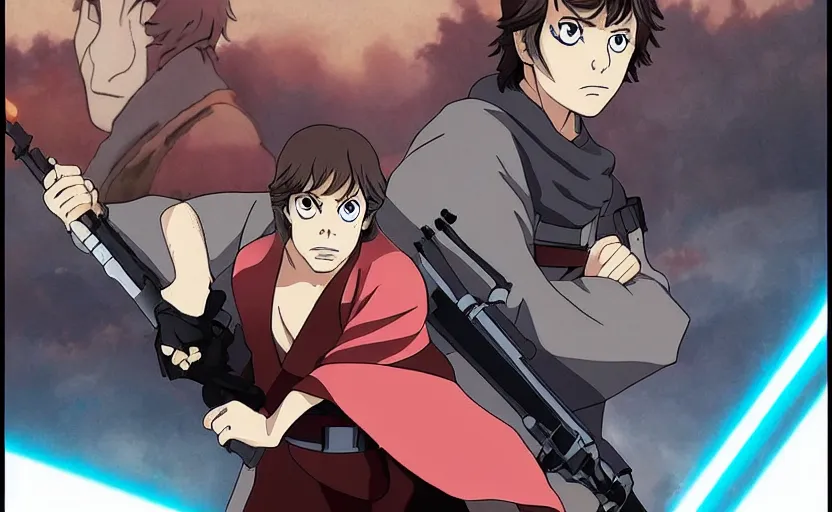 Image similar to luke skywalker in demon slayer anime style