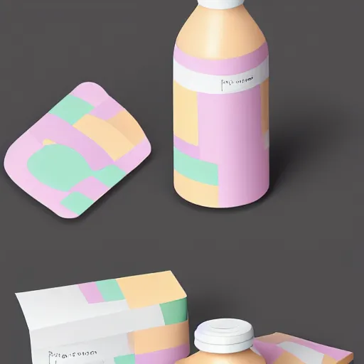 Image similar to pastel color, packaging design, kids products, gift packaging, bottle and label, behance, pintrest, kids, packaging