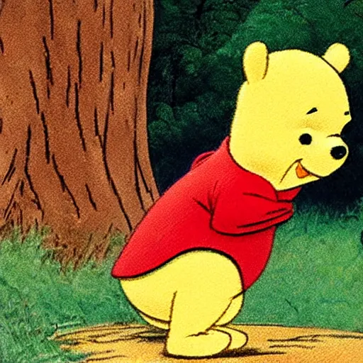 Prompt: Winnie-the-Pooh breaking out of copyright jail