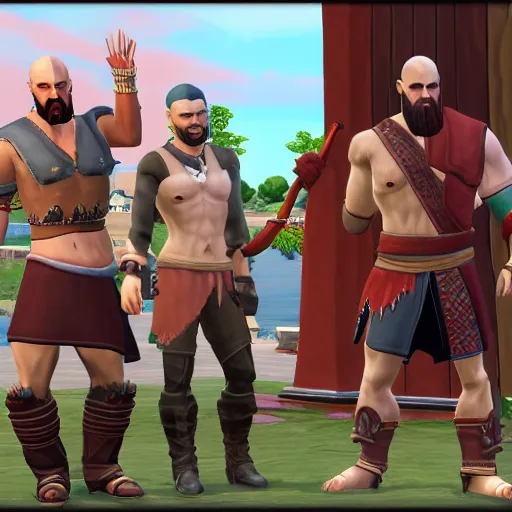 Image similar to Kratos in the Sims 4