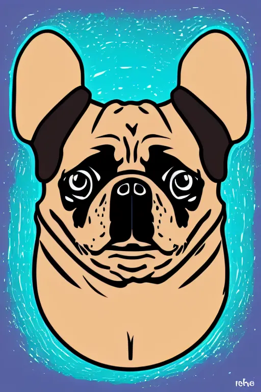 Image similar to portrait of a pug skeletor, sticker, colorful, illustration, highly detailed, simple, smooth and clean vector curves, no jagged lines, vector art, smooth