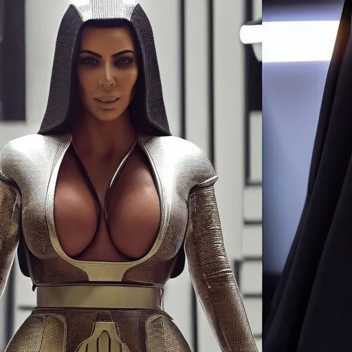 Image similar to kim kardashian in star wars as an evil sith, 8k resolution, full HD, cinematic lighting, award winning, anatomically correct