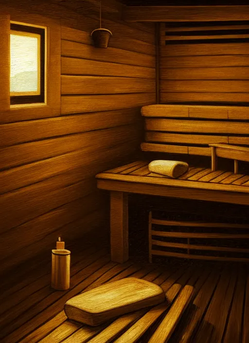 Image similar to finnish sauna, backround dark, highly detailed, digital illustration, trending in artstation, modern painting, smooth, sharp focus, intricate, einar jonsson, ilya repin