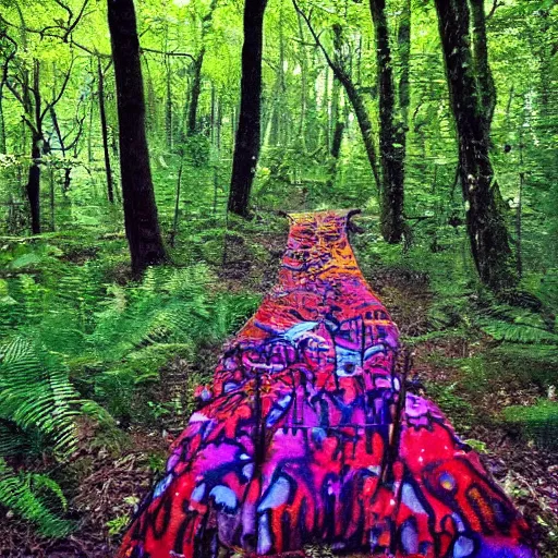 Prompt: a photo of an LSD trip in the forest