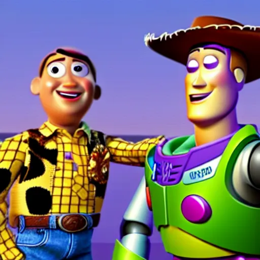 Image similar to if woody and buzz from toy story had a child together pixar animation hd